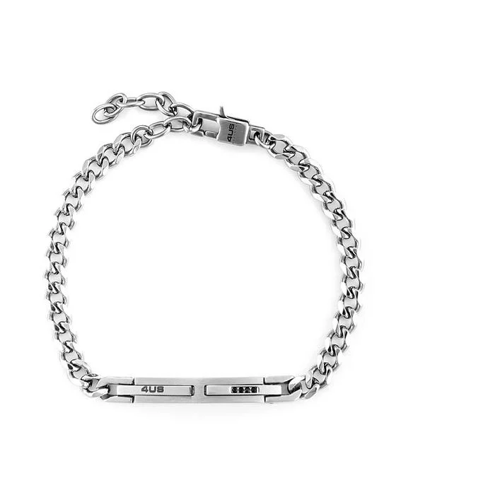 Bracciale acciaio targa zirconi neri